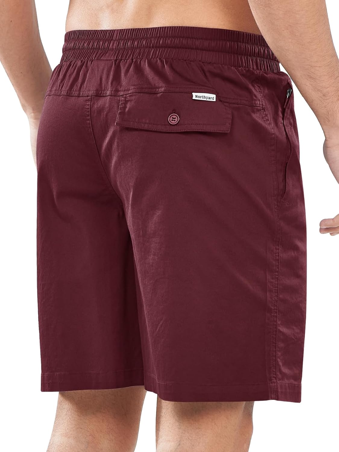 NORTHYARD Mens Casual Shorts-Cotton 9" Golf Hiking Drawstring Elastic Waist Work Shorts with Zipper Pockets