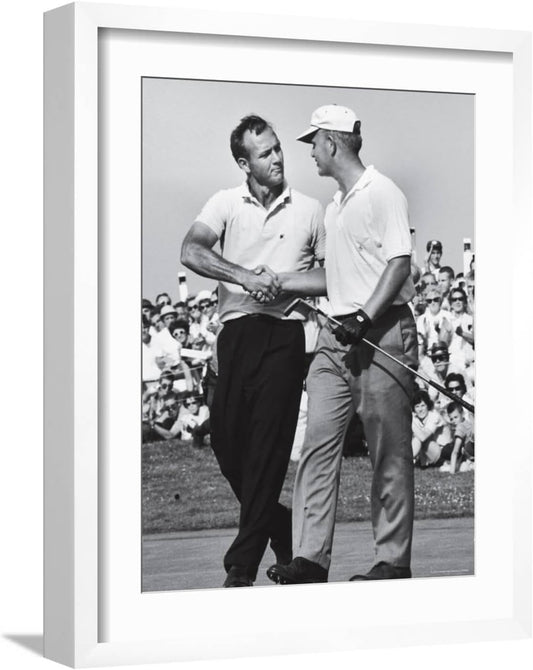 ART.COM Wall Premium Photographic Print Golfer Jack Nicklaus and Arnold Palmer During National Open Tournament on White Frame by John Dominis, 17" x 21"