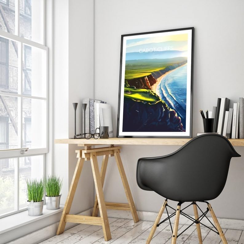 Nationcog Cabot Cliffs Golf Print, 16th Hole - Cape Breton, Canada Golf Poster, Cabot Cliffs Golf Poster, Nova Scotia Golf Course Art, Scenic Coastal Golf Print (Unframed) (27x40)