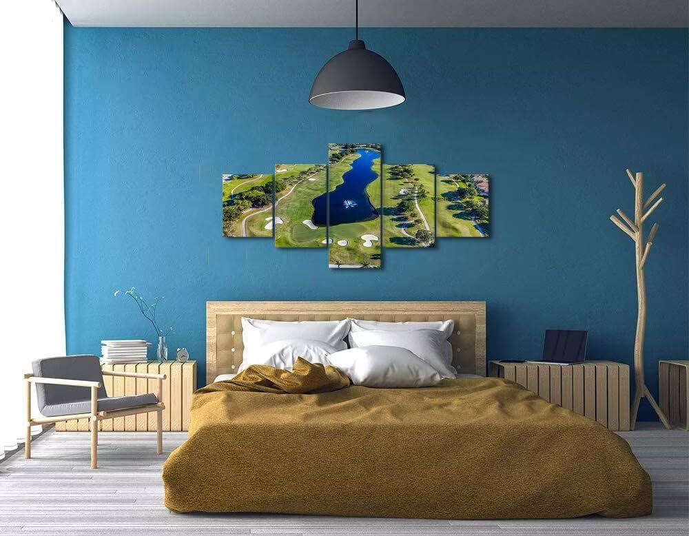 WESTON FL USA Golf Course Canvas Wall Art for Office Golf Course Wall Decor for Living Room Bedroom Bathroom Home Decorations Golf Course Pictures Framed Artwork Ready to Hang(50''W x 24''H)