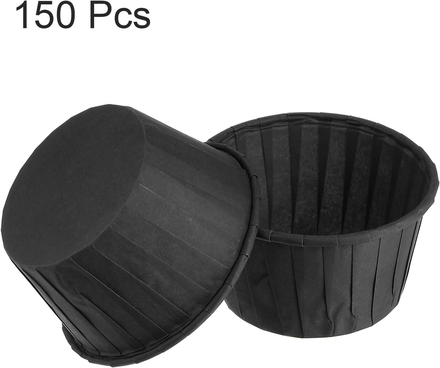 HARFINGTON 150Pcs Cupcake Baking Cups 3.5oz Standard Size Paper Cupcake Liners Greaseproof Wrappers Disposable for Wedding Birthdays Christmas Dessert, Black