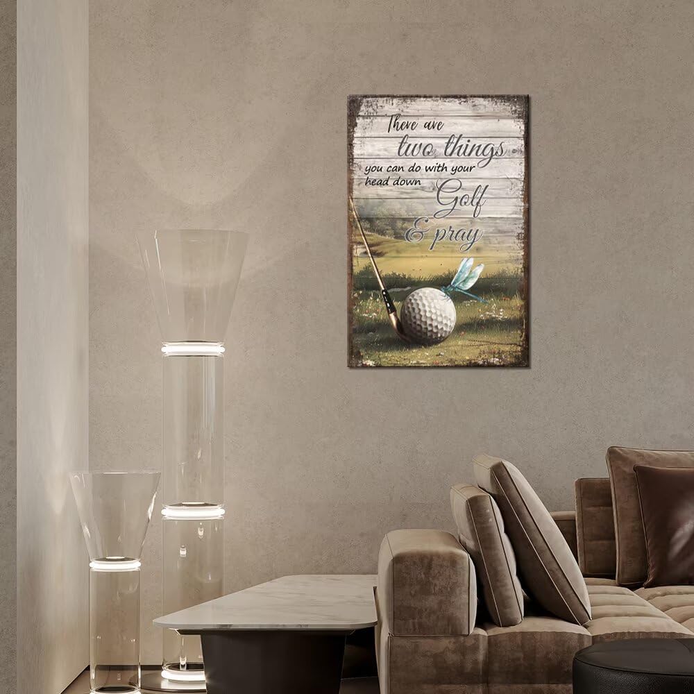 Golf Canvas Wall Art Christian Golf Print Painting Golf Sports Fan Picture Golf Poster Framed Modern Artwork for Living Room Office Club Home Decorations Ready to Hang (18 x 24 inch)