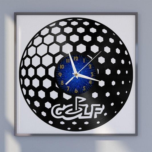 Generic Golf Club 2 12 Inch Vinyl Record Wall Clock - Silent, Creative, and Unique Clock for Living Room, Entryway, or Bedroom Decor Idea(12 inchs B Without LED), Blue