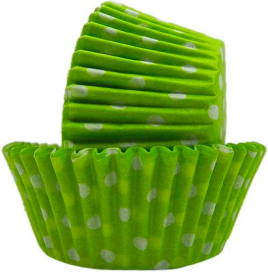 Regency Wraps Greaseproof Professional Grade Baking Cups, Pack of 40, Standard Liners, Lime/White Polka Dots, for Cupcakes, Muffins, Candy, Non Stick