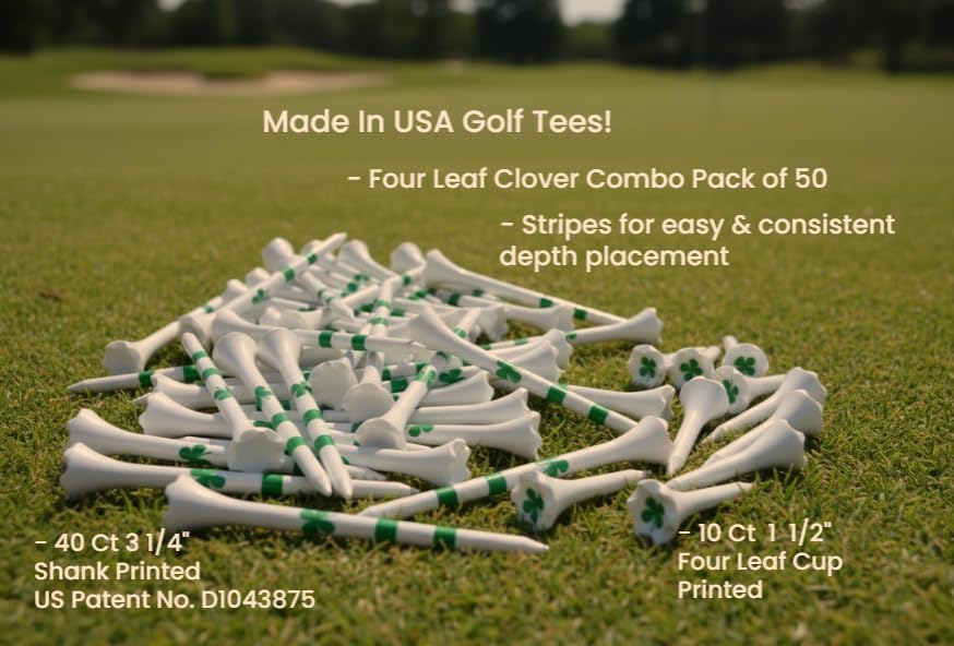 NorthPointe Golf Tees Plastic Combo Length Pack of 50 Includes (40 Count) 3 ¼” Plastic Golf Tees + (10 Count) 1½ Plastic ShortTees for Irons, Hybrids, Par Threes