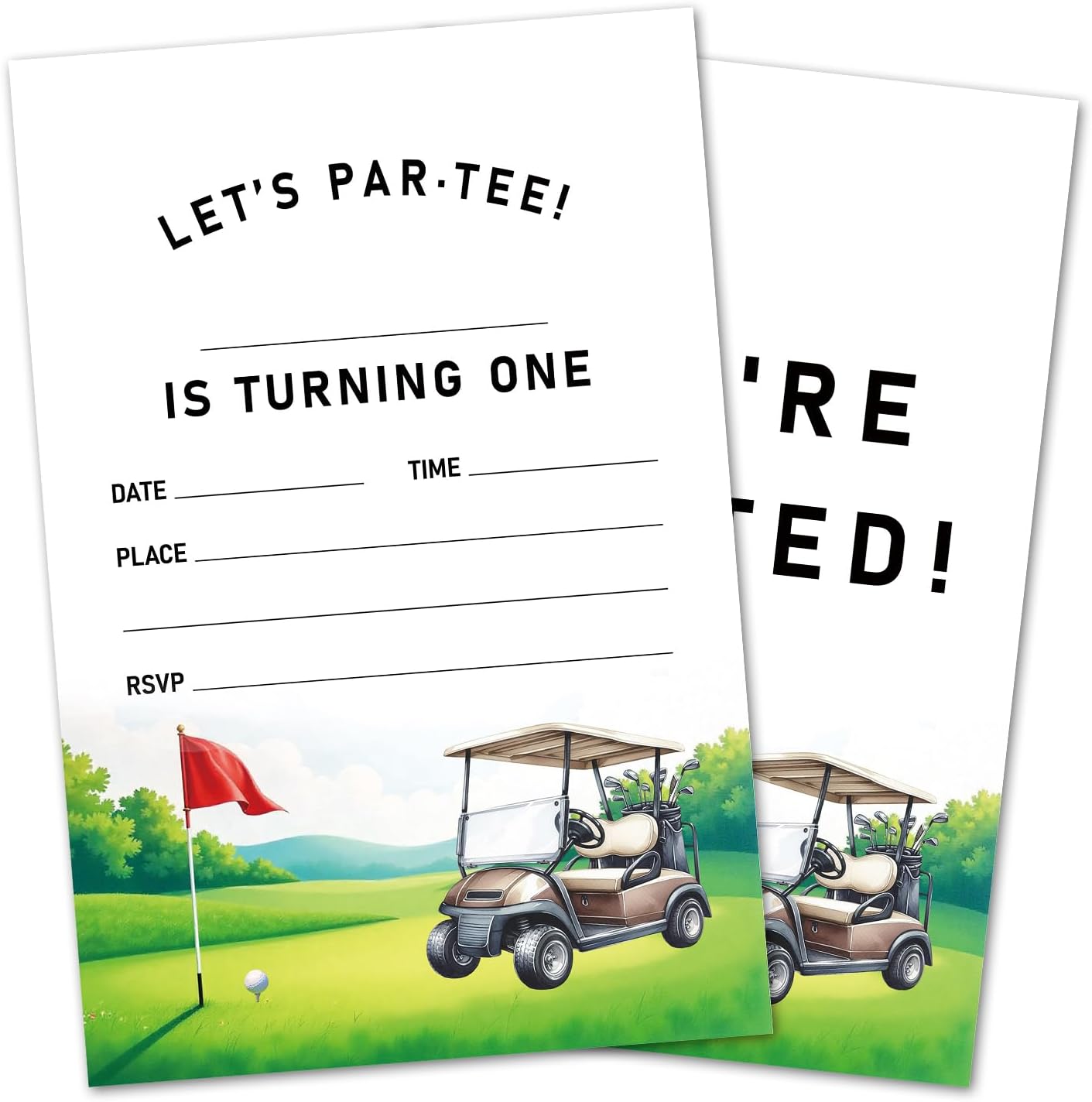 Let's Par-Tee Birthday Invitations, Golf Party Invitations, 20 Double-Sided Fill In Invitation with Envelopes for Adults Teens, Invitations Cards for Adults Birthday Party Decorations Favor - 16