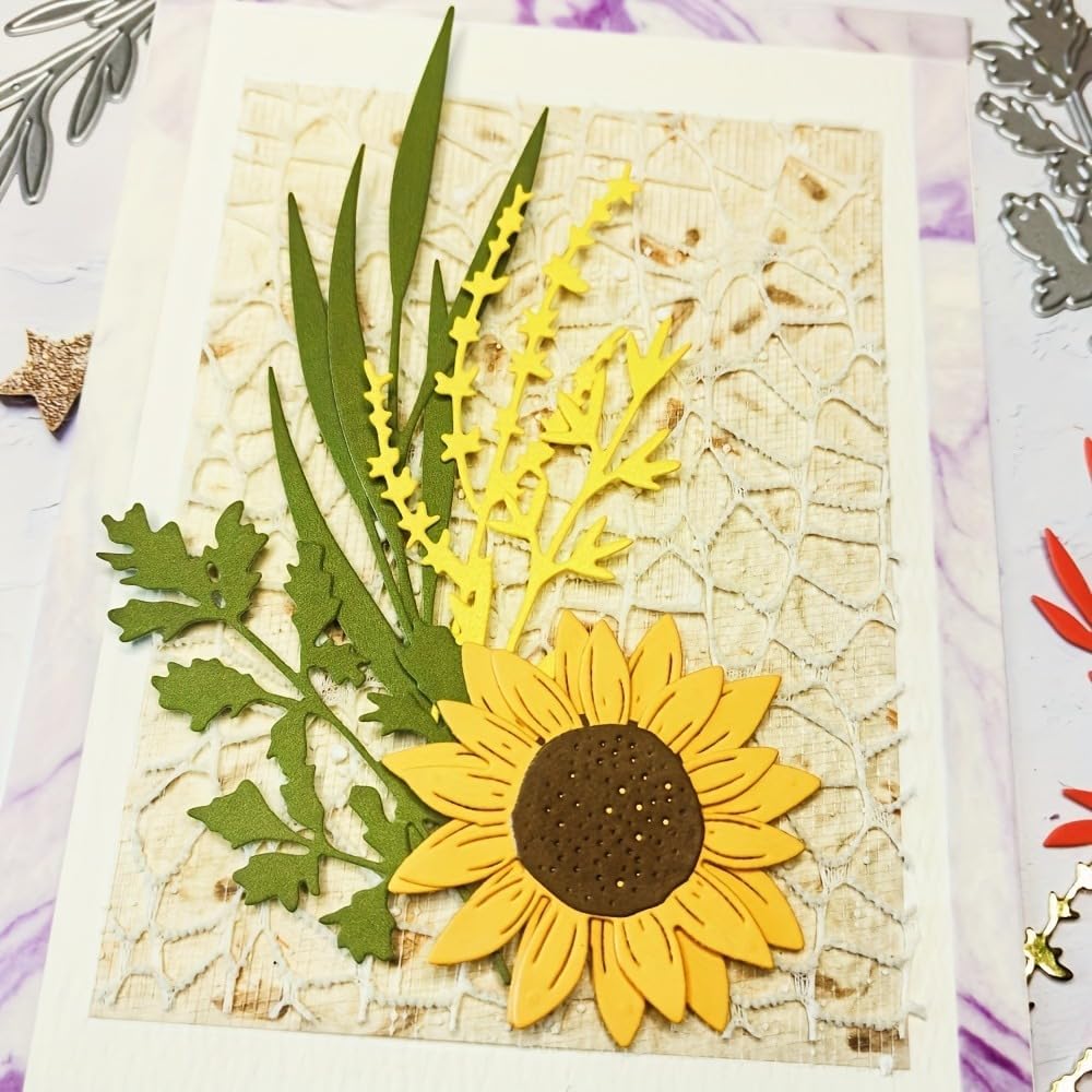 Flowers Metal Cutting Die for Scrapbooking - Cut Stencils for DIY Scrapbook Photo Album Decorative Paper Card, Card Making Supplies, Stencils & Crafting Die Cut (Seagrass 5.1 x 4.4 in)