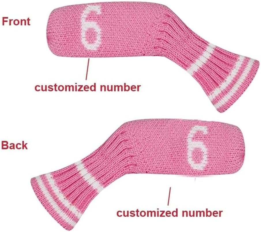 Scott Edward 1/7/10 Pcs Knitted Golf Club Head Covers for Irons Wedge Cuteness and Basically Socks Shape Washable Golf Club Head Protector on Classic Stripes Style，Double Sided Customization