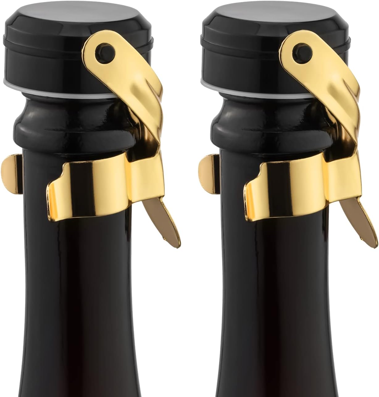 WOTOR Champagne&Wine Bottle Stoppers Stainless Steel with Food Grade Silicone, Leak Proof Keep Fresh Reusable Saver, Cork Suitable for Wine, Champagne, Cava, Prosecco and Sparkling (2 Pack Gold