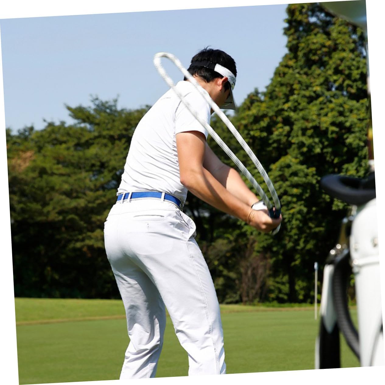 Golf Swing Power Rope Training Aid White Golf Swing Trainer for Indoor Outdoor Practice Improving Speed Rhythm and Strength Suitable for All Levels