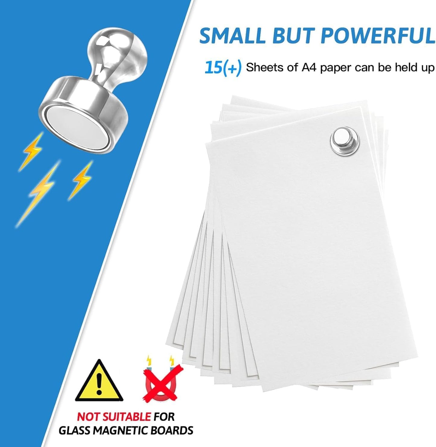 Small Strong Refrigerator Magnets Black Magnets for Fridge Mini Magnetic Push Pins Metal Brushed Nickel for Whiteboard Map, Fridge Magnets Adult, Office Magnet (Silver, 60Pack)