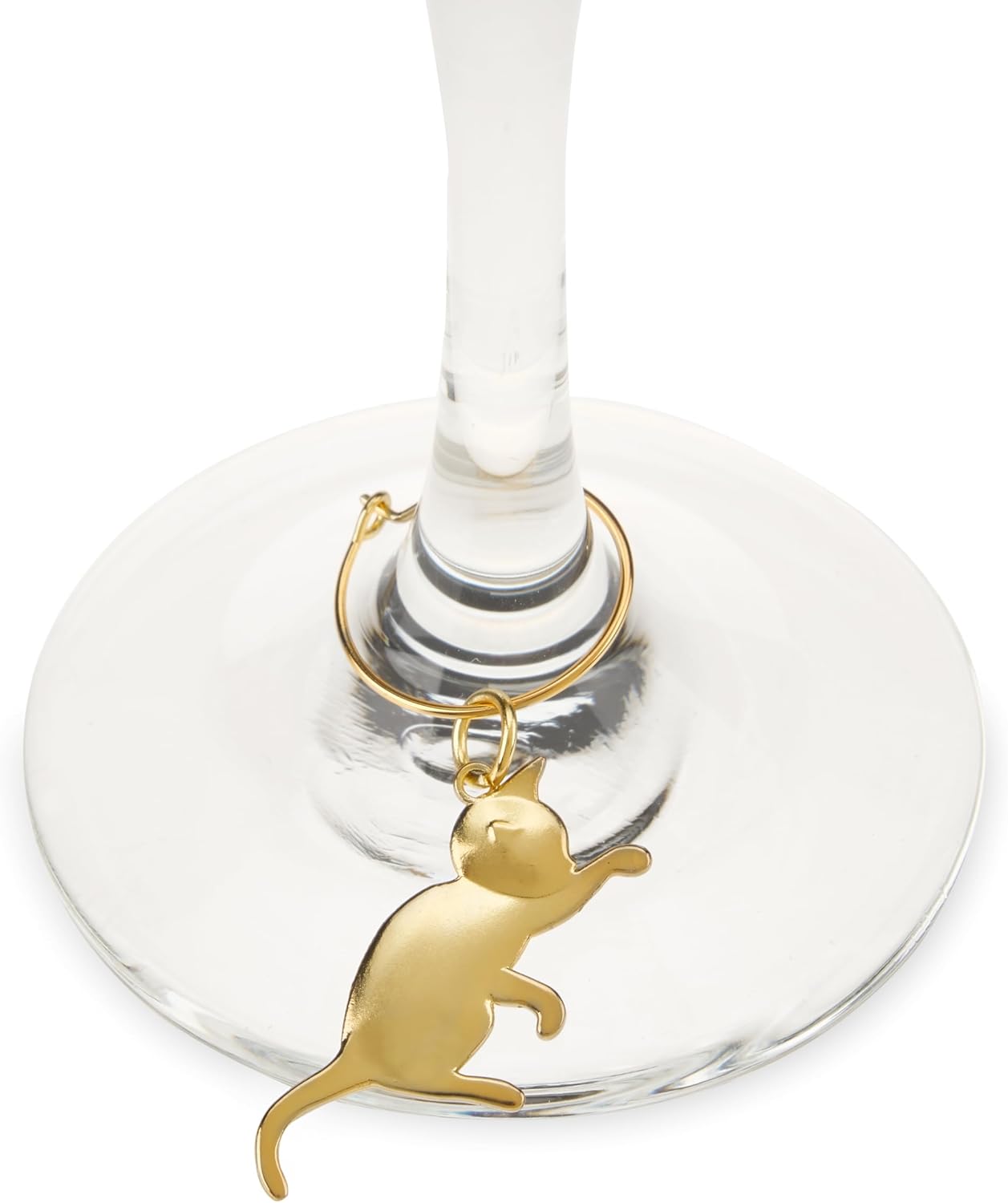 Twine Cat Lovers Wine Charm Rings with Six Unique Designs, Glass Charms for Stem Glasses, Drink Markers, Wedding, Anniversary, Birthday Party, Gold