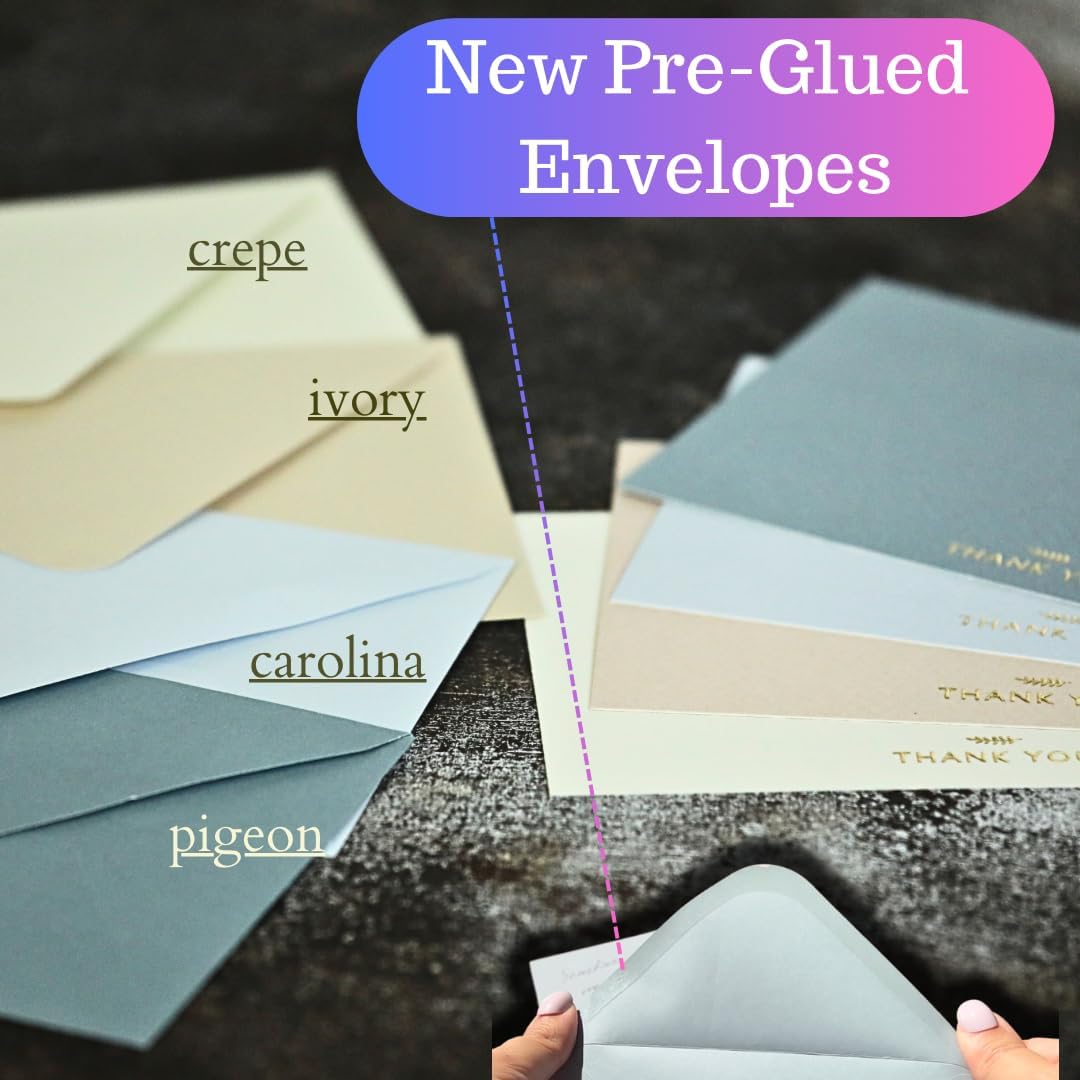 RUN2PRINT (36 Pack Thank You Cards With Envelopes & Foil Stickers - Elegant Dusty multicolored Emboss Gold Foil Pressed - Blank Notes Wedding, Bridal, Baby Shower, Business and Formal All Occasion Cards