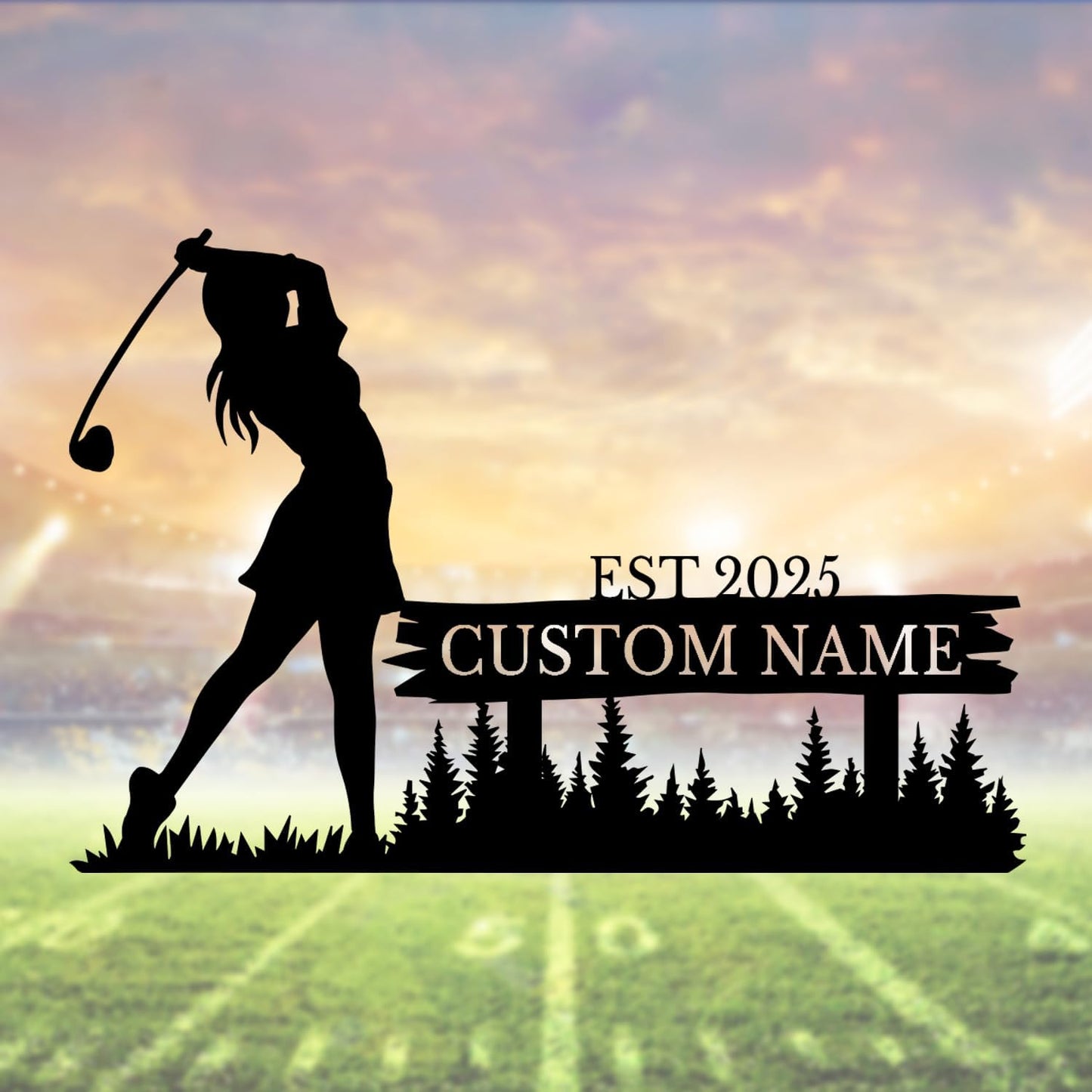 Personalized Custom Crossed Golf Metal Wall Art,Personalized Golfer Name Sign Decoration For Room,Hole Golf Club Decoration (Style-2)