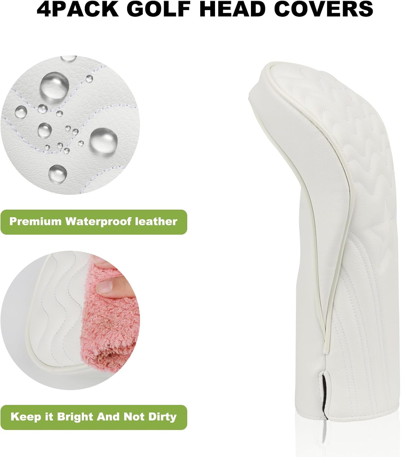 4pcs or 1pc Golf Club Head Covers for Woods, Driver, Fairway, Hybrid – Premium PU Leather with Interchangeable Tags & Magnetic Blade and Mallet Putter Covers