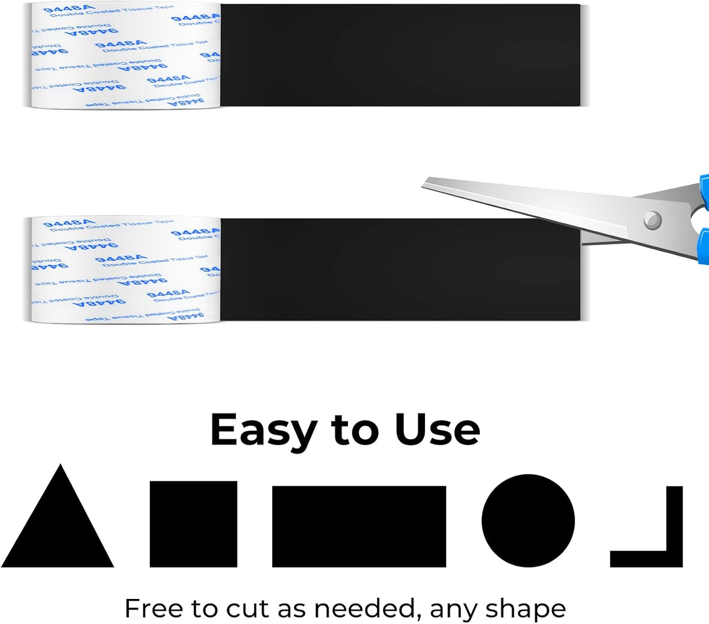 Adhesive Rubber Strips, 2 Rolls Rubber Tape, Non Slip Adhesive Strips Rubber Feet for Any Furniture and Appliances 1x40 inch