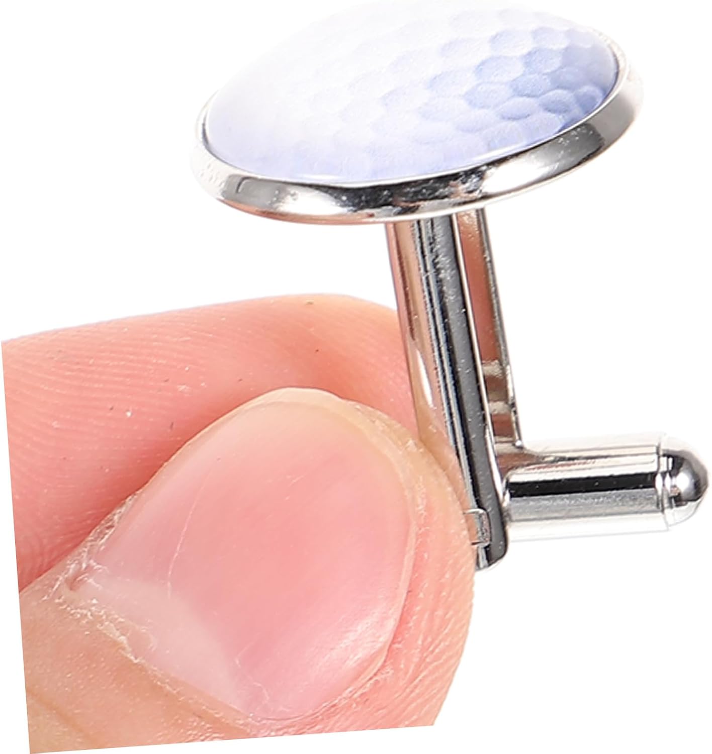 Golf Ball Cufflinks for Men Metal and Glass Suit Accessory Groom Wedding Shirt Studs Stylish Silver Tone Tuxedo Jewelry Easy to Use for Formal Occasions