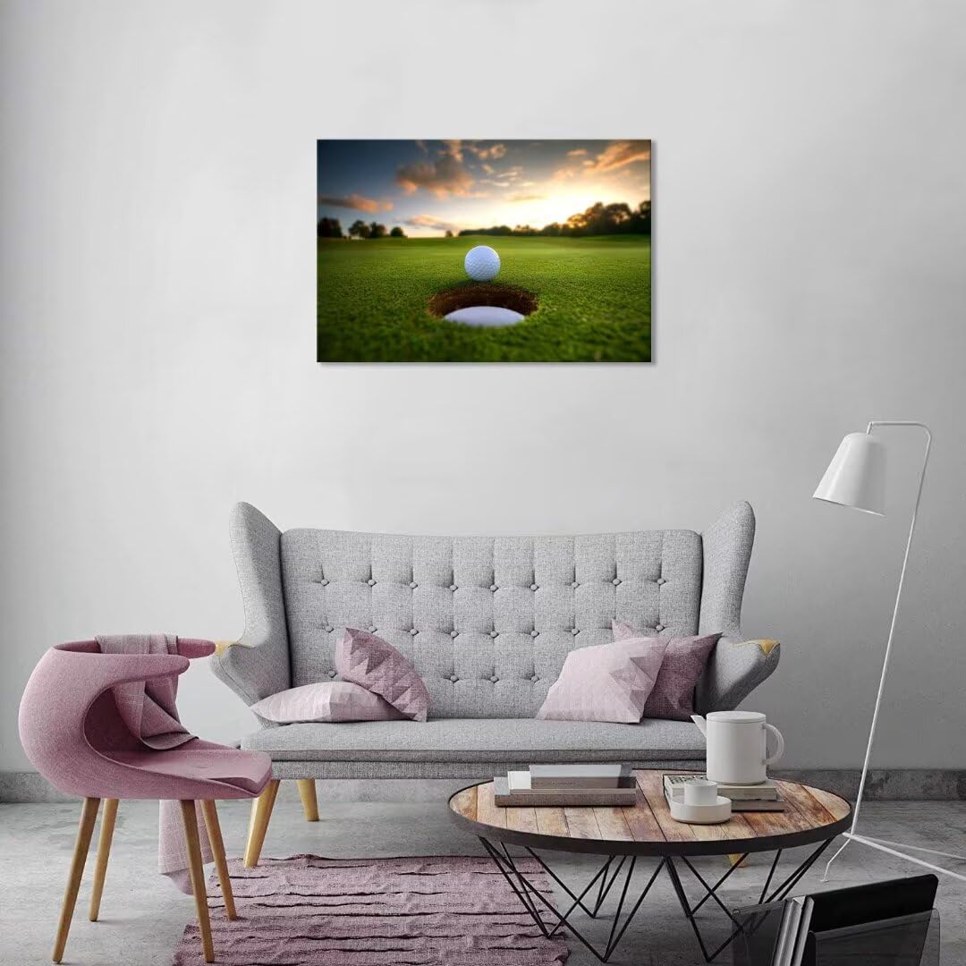 chenchenArt Golf Wall Art for Living Room Bedroom Home Decorations Golf Ball Picture Poster Canvas Prints Modern Artwork Framed Ready to Hang(24''H x 36''W)