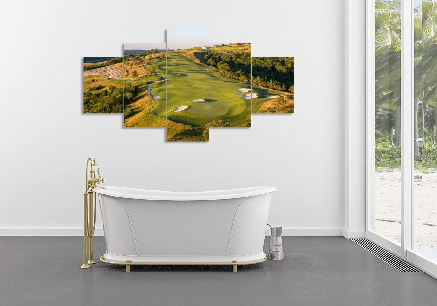 chenchenArt Paynes Valley Golf Course Wall Art for Office Living Room Bedroom Wall Decorations Paynes Valley Golf Course Picture Poster Canvas Prints Framed Ready to Hang(60''W x 40''H)