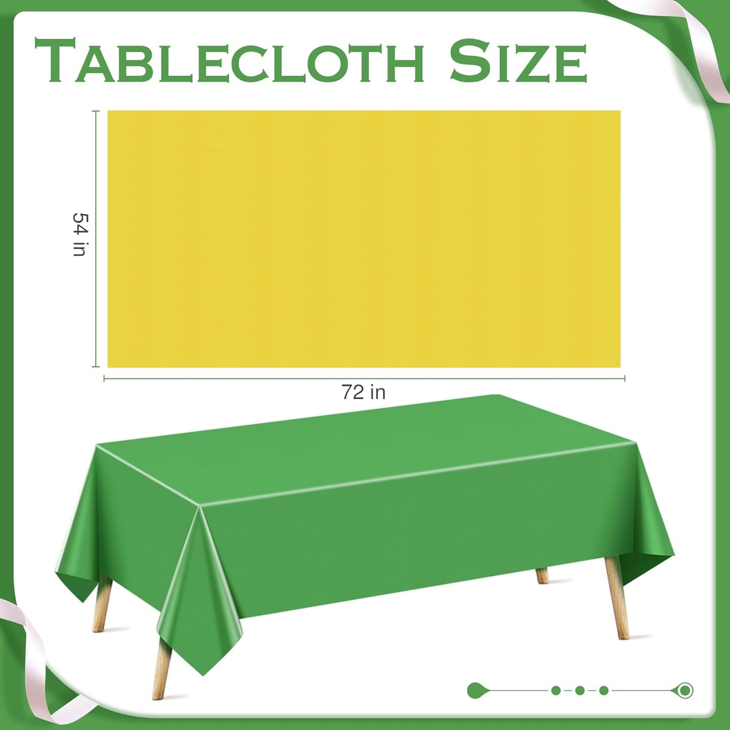 4 Pcs Red&Blue&Green&Gold Series Rectangle Tablecloth, 54x72" Solid Color Waterproof & Spillproof Disposable Plastic Table Cover, Durable Party Tablecloth for Dining, Buffet, Picnic, Outdoor Events