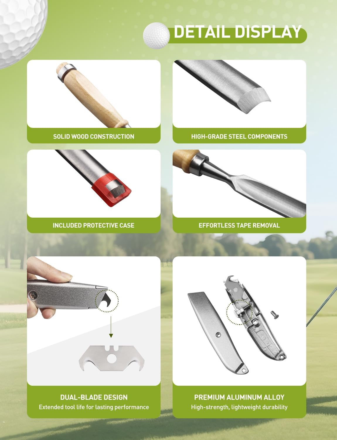 Golf Grip Tape Removal Tool Kit, Grip Remover Saver Perfect for Regripping Graphite and Golf Club Steel Shafts