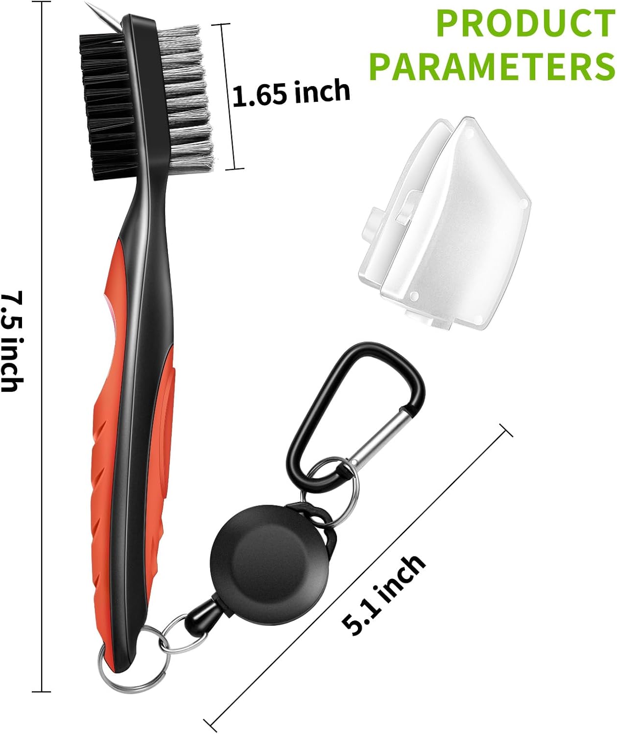Professional Golf Club Brush, Golf Brush and Groove Cleaner with Retractable Zip-line and Aluminum Carabiner, Golf Club Cleaner for Golf Clubs, Golf Brush for Golf Bag,Golf Accessories for Men