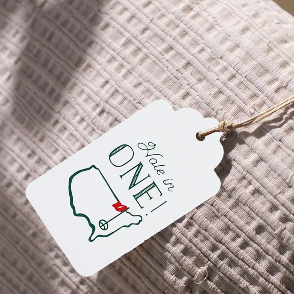 Golf Themed Hole In One First Birthday Tags - 30 Pack Golf Themed Favor and Silverware Tags for Baby 1st Birthday Decorations