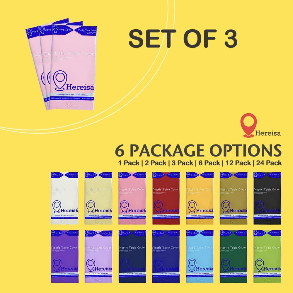 Brand Round Blush Pink Plastic 84" Disposable Tablecloth (3 Pack), Party & Event Decorative Cover