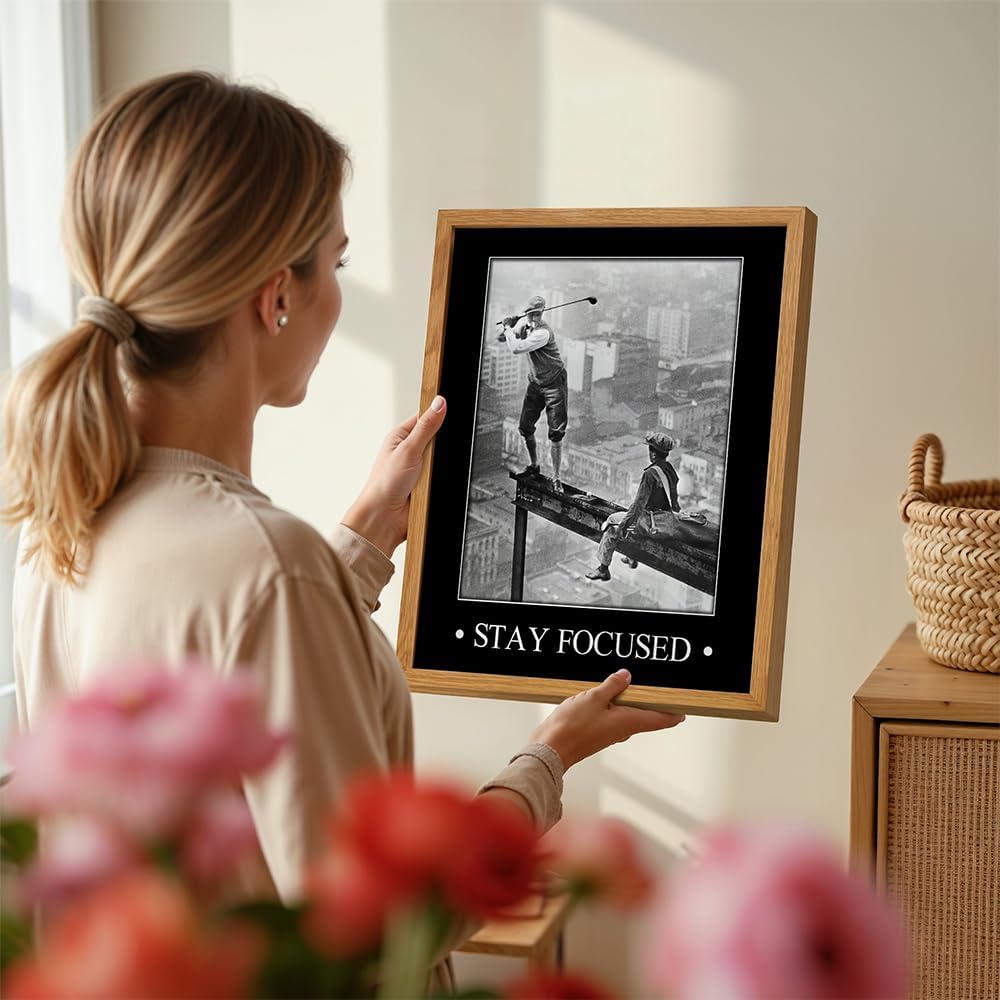Vintage Golf Wall Art LARGE 11x14 FRAMED - Inspirational Motivational Poster - Man cave, Game Room, Home Office Decor - positive Quotes, Funny Sayings - Masculine Wall Art Photo Print, Personal Growth