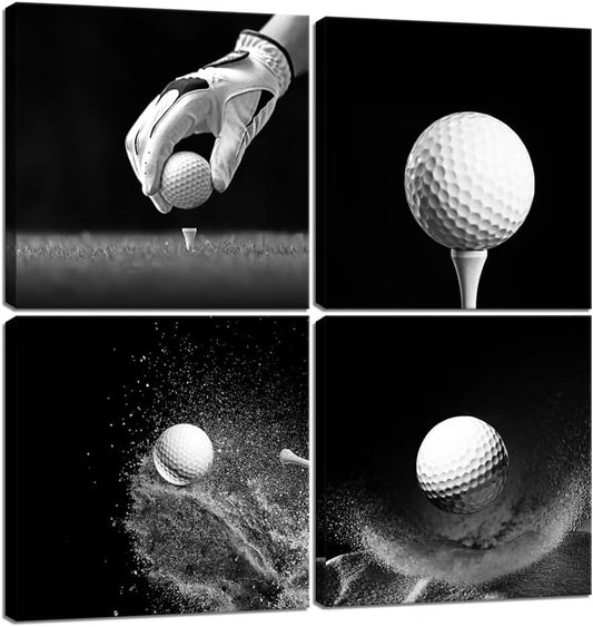 Pankila Golf Ball Wall Art for Office Living Room Bedroom Golf Pictures Canvas Prints California Golf Wall Decor Home Decorations Painting Framed Artwork Ready to Hang (24''W x 24''H x 4)