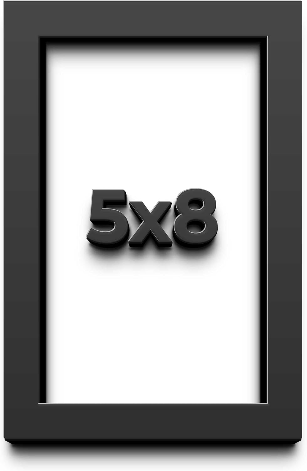 5x8 Shadow Box Black Solid Wood Display Frame with White Acid-Free Backing UV Acrylic & Hanging Hardware - with 3/4" Usable Depth