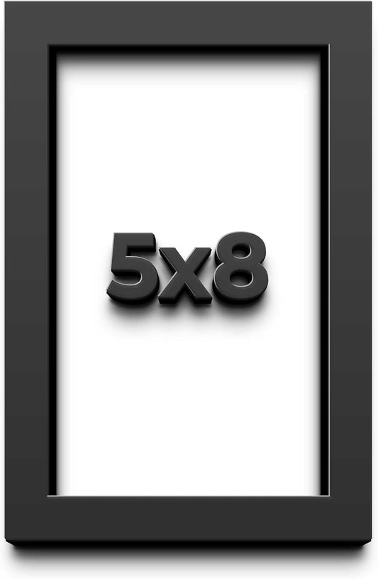 5x8 Shadow Box Black Solid Wood Display Frame with White Acid-Free Backing UV Acrylic & Hanging Hardware - with 3/4" Usable Depth