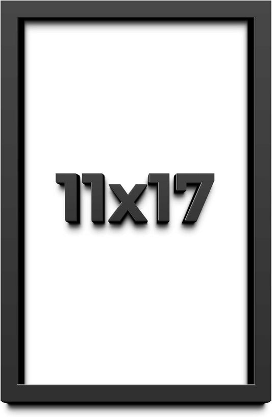 11x17 Shadow Box Black Solid Wood Display Frame with White Acid-Free Backing UV Acrylic & Hanging Hardware - with 3/4" Usable Depth
