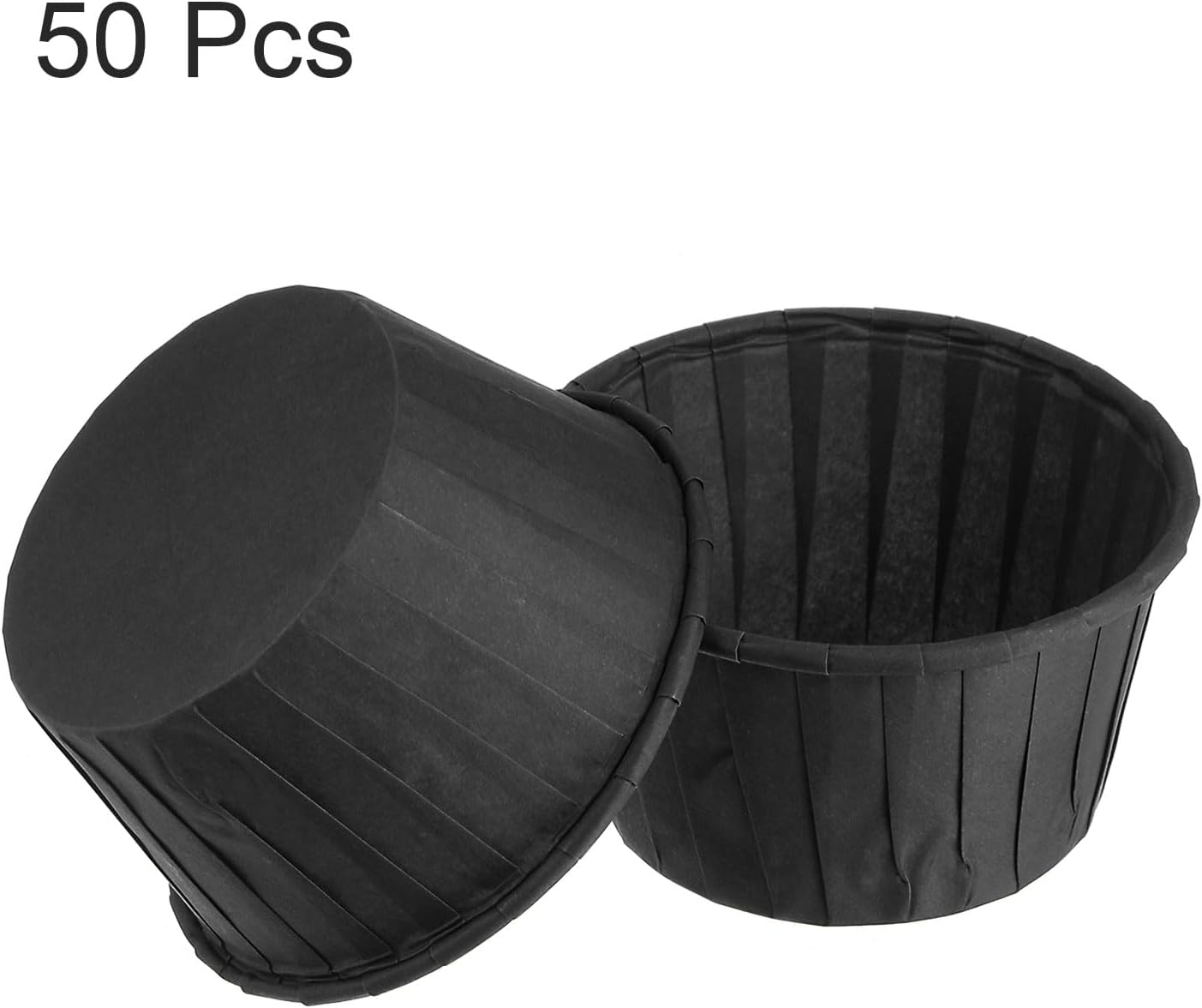 HARFINGTON 50Pcs Cupcake Baking Cups 3.5oz Standard Size Paper Cupcake Liners Greaseproof Wrappers Disposable for Wedding Birthdays Christmas Dessert, Black