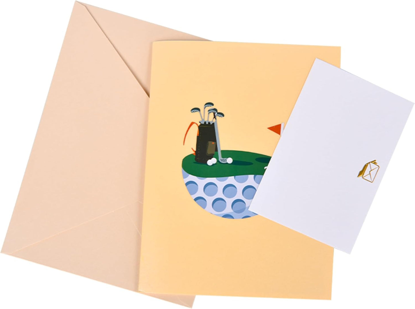 3D pop-up greeting card, hollowed out paper carving design, exquisite pattern pop-up display, suitable for sending greeting cards to him/her on special holidays - with envelope and blank label. Business style golf greeting card