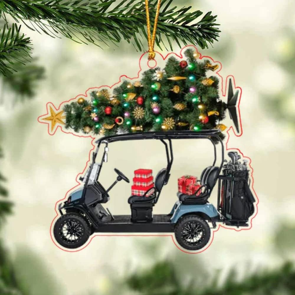 Personalized Acrylic Ornament, Gifts for Golf Lovers, Him, Her, Family Member, Christmas Tree Decor, Home Décor, Golfing Cart Christmas Ornament, Idea 6