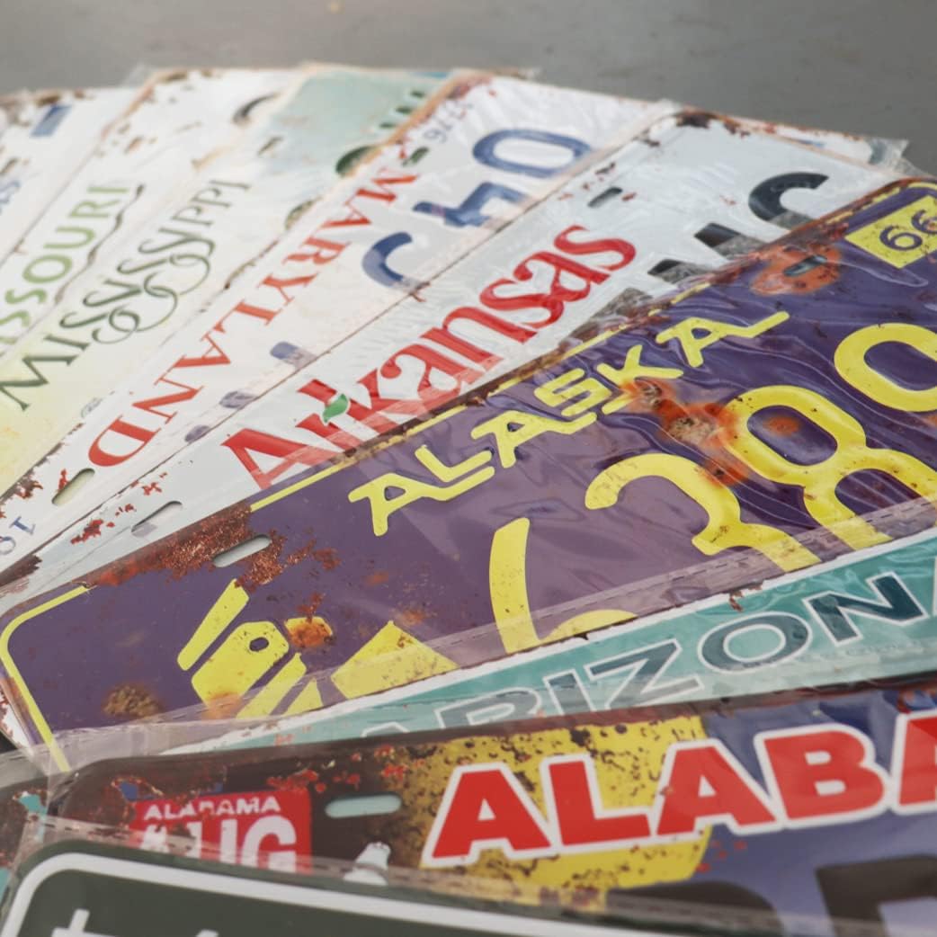 10 Pcs Assorted Replica Vintage Style License Plates, Embossed Novelty Metal Number Tags, Novelty Car Plates, 12x6