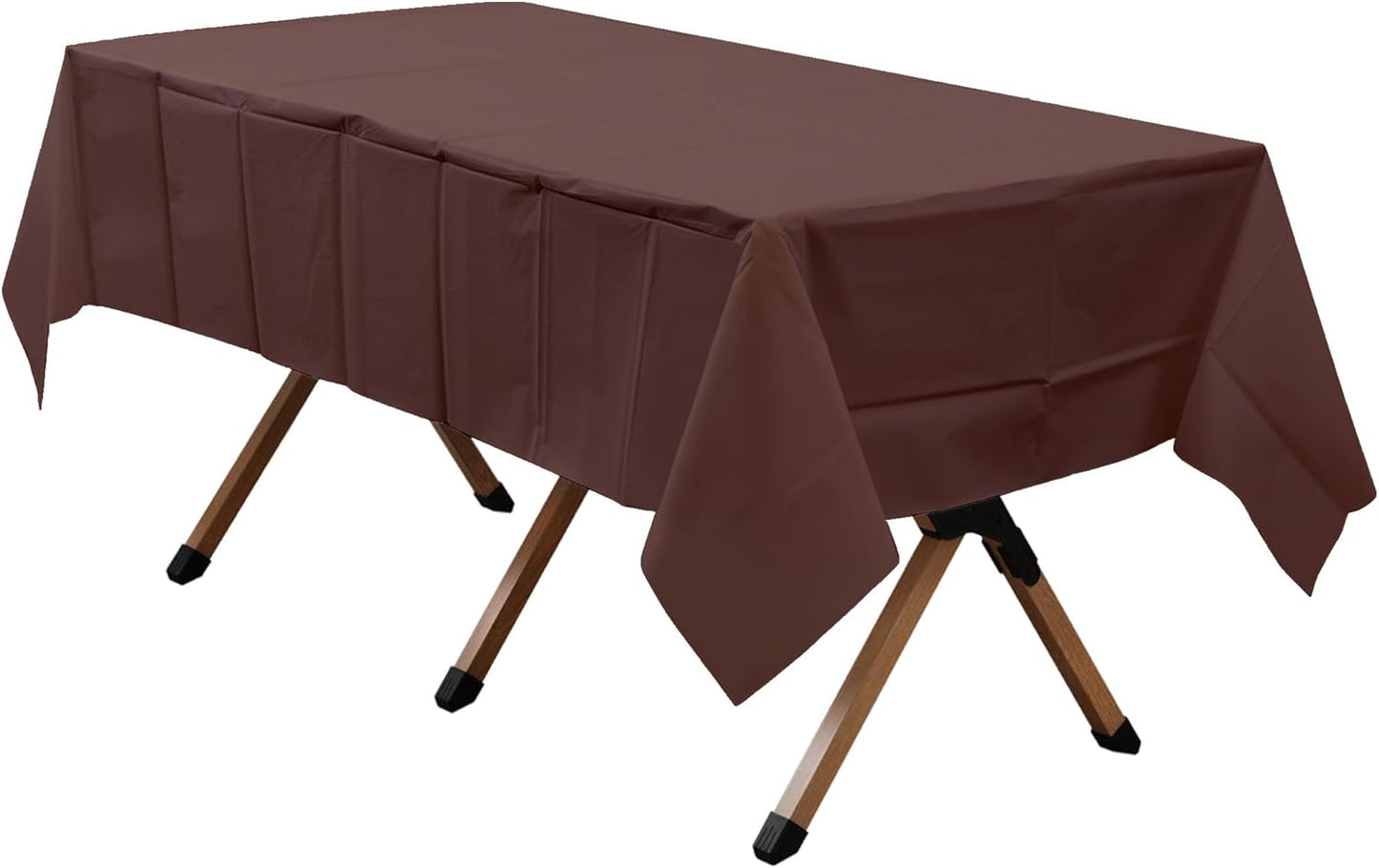 2 Pack Brown Premium Plastic Tablecloth Rectangle 54 x 108 Inches Reusable Coffee Brown Decorative Table Cover for Dining, Wedding, Party, Indoor and Outdoor use
