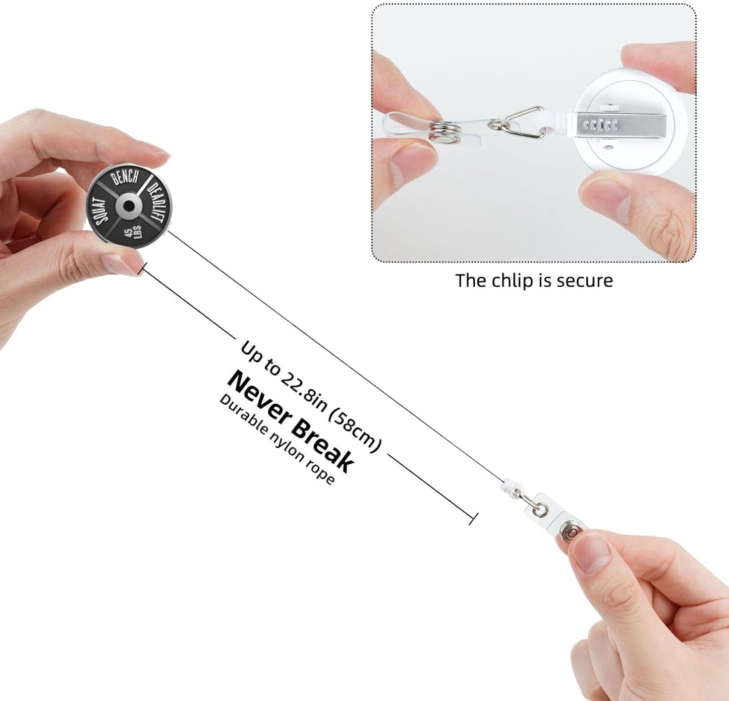 Barbell Plate Weight Badge Reels Retractable Badge Holder with Clip for Id Name Tag Office Worker Student Teacher Nurse Doctor