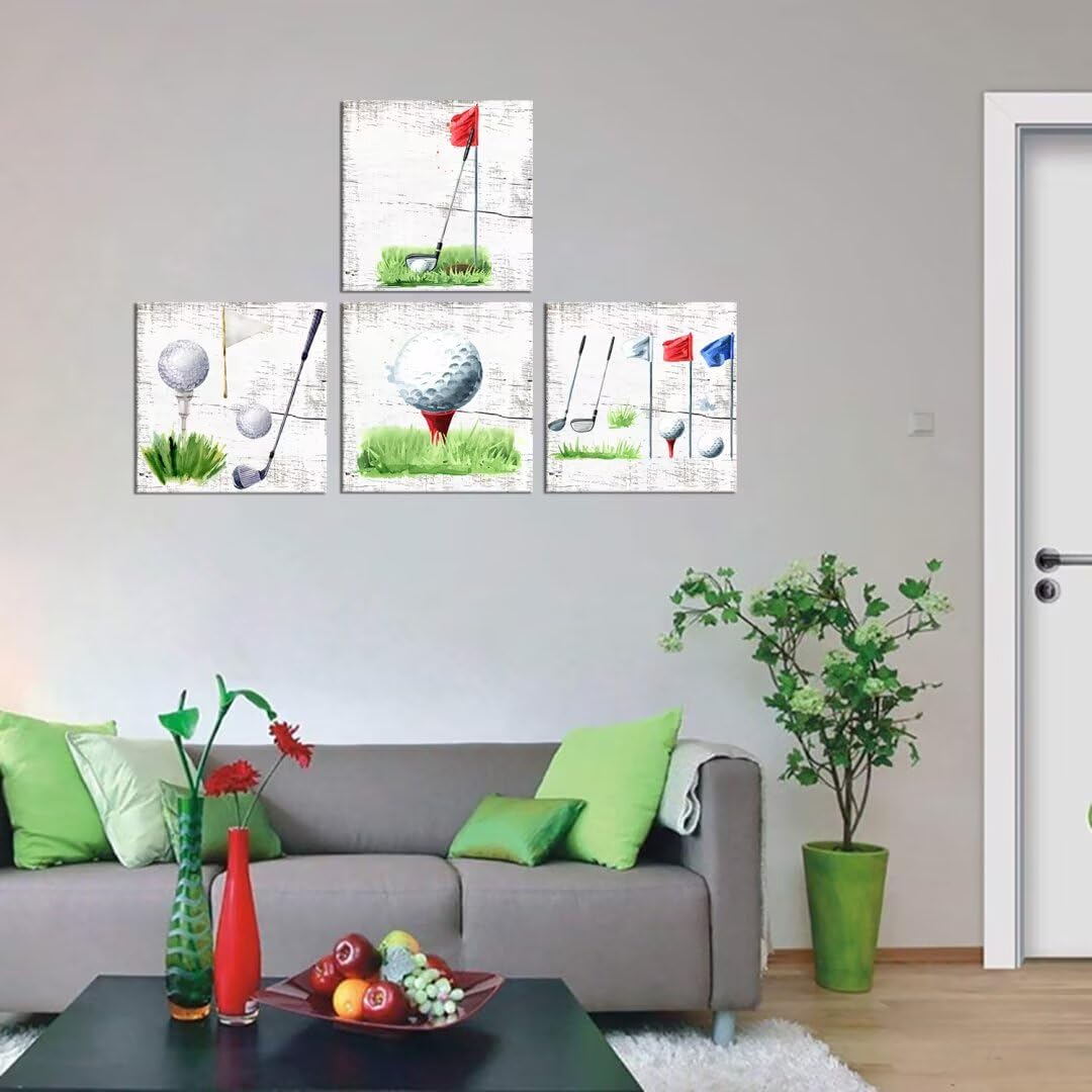 Pankila Golf Balls Wall Art Golf Clubs Canvas Wall Decor Leisure Sports Poster Artwork for Gym Living Room Office Man Bedroom Painting Modern Minimalism Frame Print Artwork (24''W x 24''H x 4)