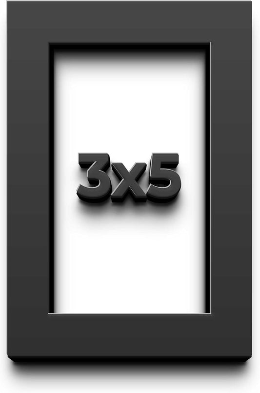 3x5 Shadow Box Black Solid Wood Display Frame with White Acid-Free Backing UV Acrylic & Hanging Hardware - with 3/4" Usable Depth