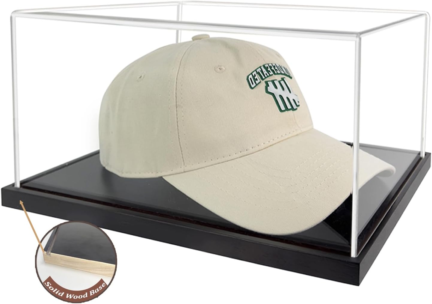 Hat Display Case,Clear One-Piece Acrylic Baseball Cap Display Showcase with Solid Wood Base & UV Protection,Include Hat Shaper for Collectors,Signed Caps and Memorabilia Display,No Assembly Required