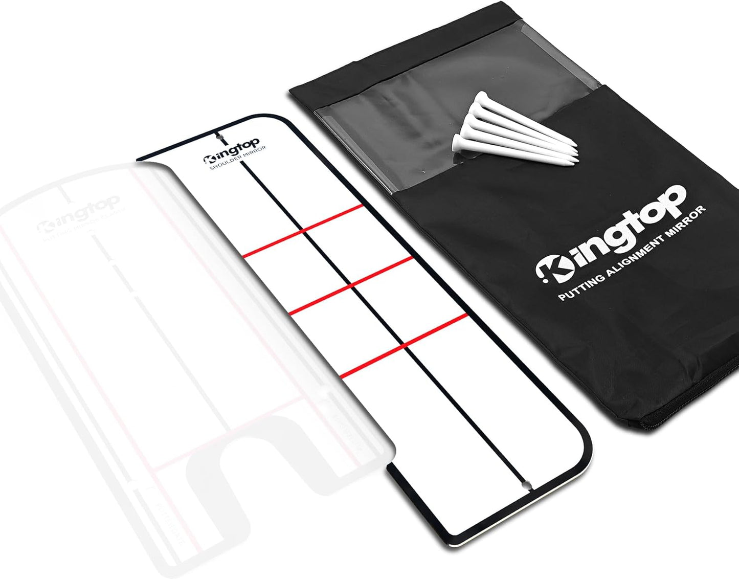 KINGTOP Golf Putting Mirror - Alignment Putting Training Aids for Consistency & Accuracy - Ideal for Indoor | Outdoor Practice, with Carry Bag and Golf Tees