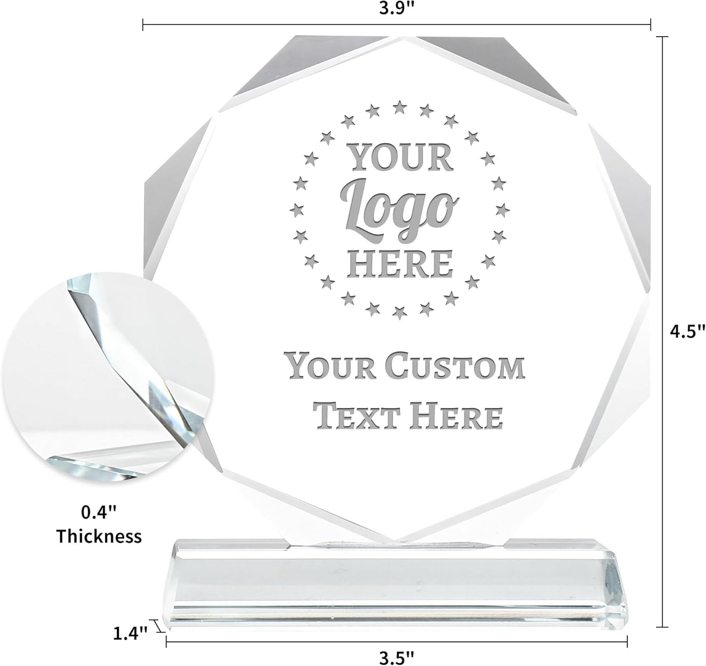 Personalized Crystal Trophy Award - Award for Employees- Plaques Personalized Engraved- Coworker Gift,Employee Appreciation Gift,Retirement Goodbye Farewell Gift (Custom Logo/Engraved)