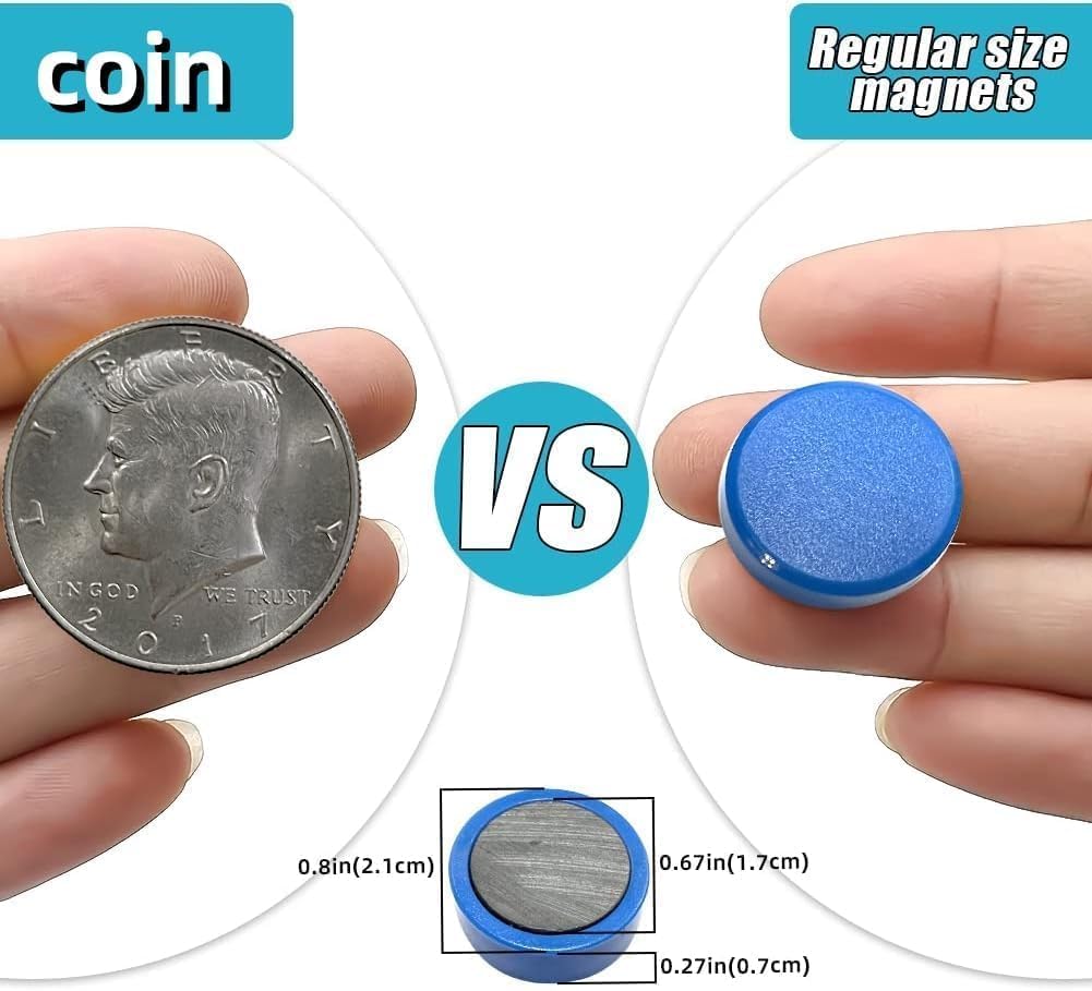 Qualsen Fridge Magnets, 50Pcs Refrigerator Magnets, Small Magnet for Whiteboard, Mini Cute for Fridge, Locker, White Board, Kitchen, Office, Classroom (Blue+Green)