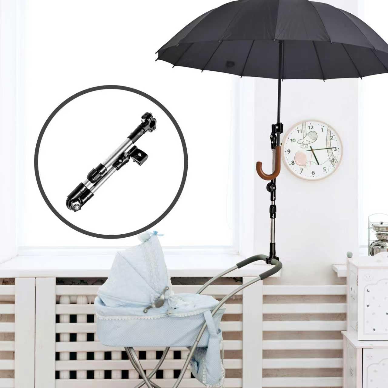 SHERY Adjustable Umbrella Holder Stand for Patio Outdoor Wrenches Universal Clip Wheelchair Umbrella Mount Holder for Stroller, Golf Cart, Beach Chair, Bicycle, Bleacher