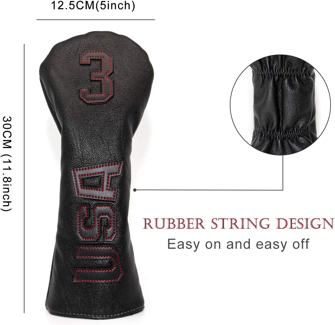 TaylorMade, Titleist, Callaway Golf Driver & Fairway Wood Headcovers - Black Synthetic Leather, Thick, Cool, USA Made