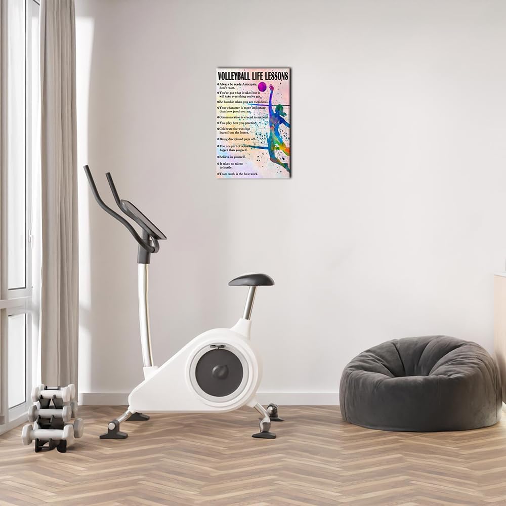 Strofupp Volleyball Poster Sport Quotes Wall Art Motivational Picture Prints Vintage Volleyball Wall Art Watercolor Painting Poster 08x12 inches