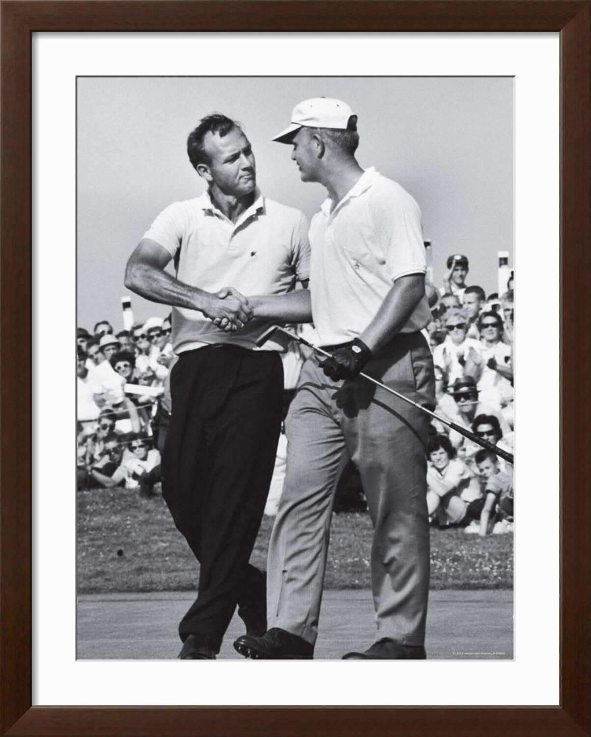 ART.COM Wall Premium Photographic Print Golfer Jack Nicklaus and Arnold Palmer During National Open Tournament on Brown Frame by John Dominis, 32" x 40"