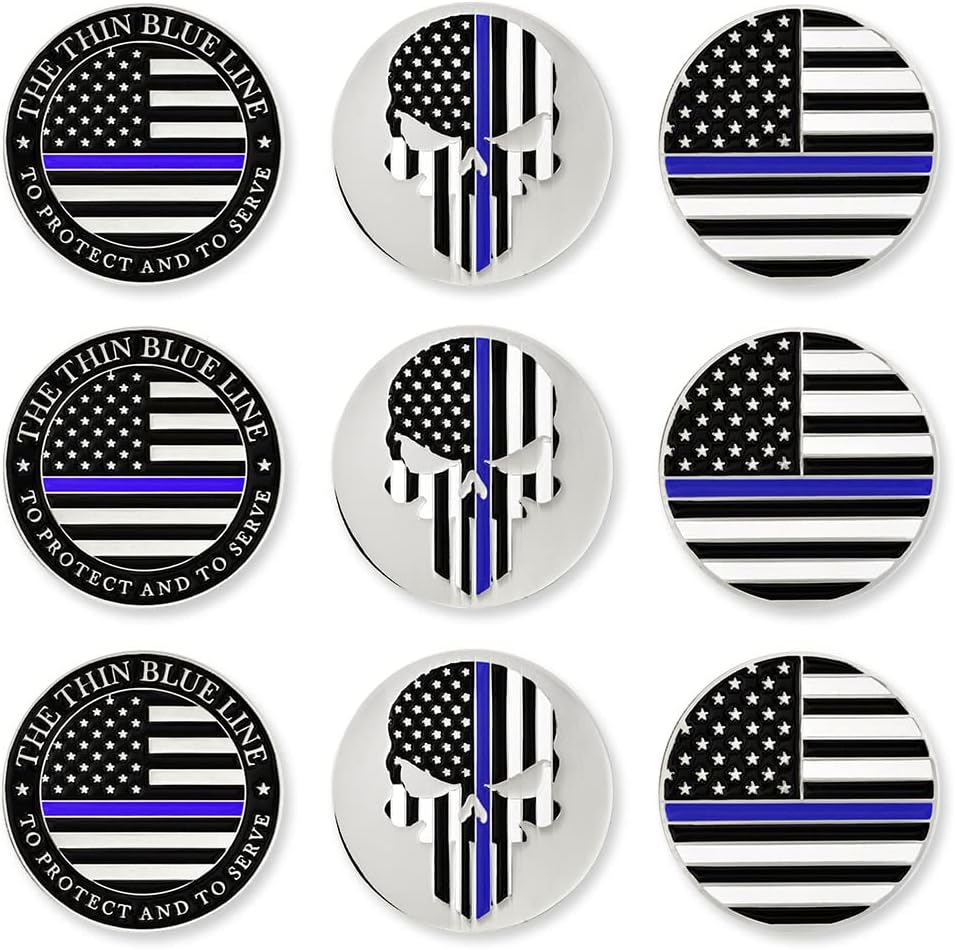 PinMart’s Mix Bundle Pack of 9 Golf Ball Markers - Golf Accessories for Men and Women – United States Eagle and American Flag Magnetic Ball Markers Set of 9